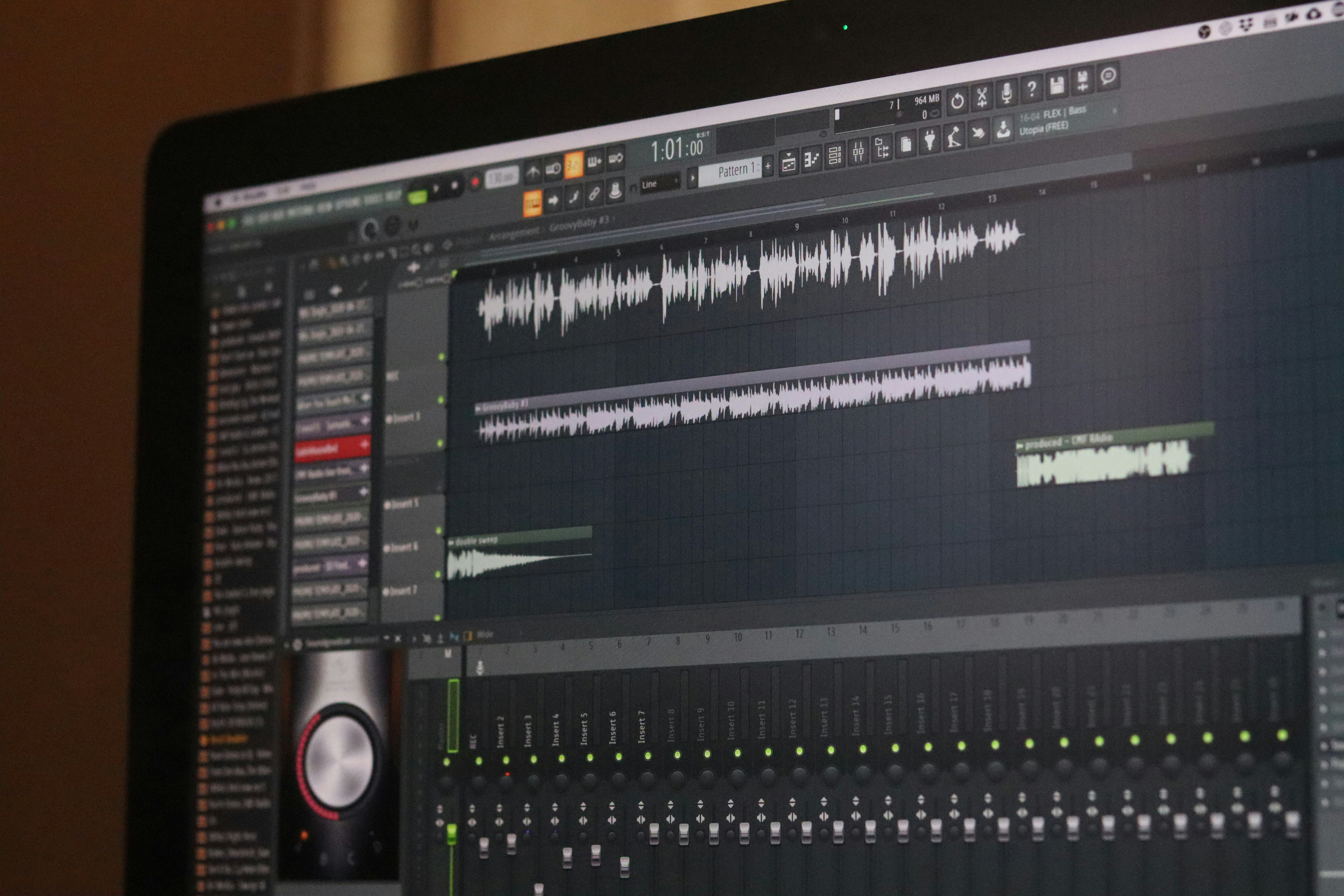 Digital audio editing software displayed on a computer, essential for podcast editing